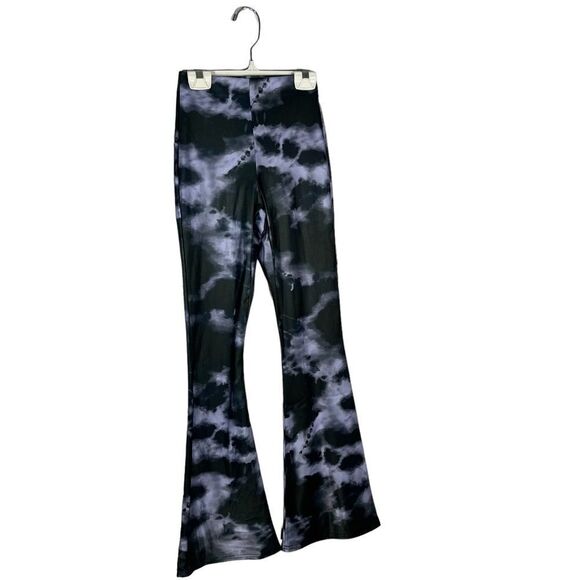 Topshop Purple and Black Tie-Die Flared  Leg Mid-Rise Leggings Size 4 Petite - Picture 1 of 15